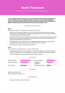 Company Driver Resume Example
