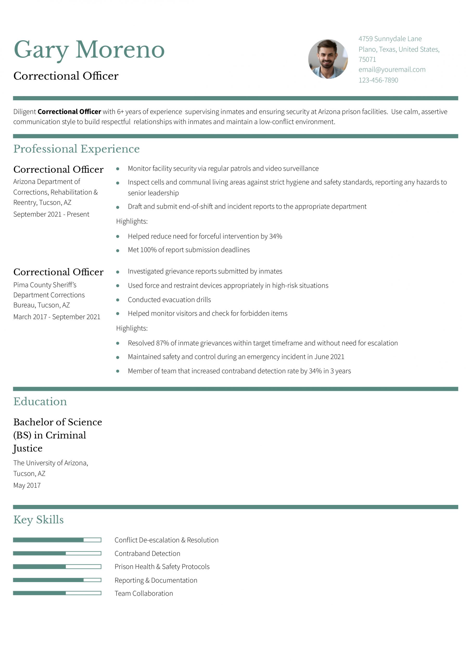 Correctional Officer Resume Examples and Templates for 2025