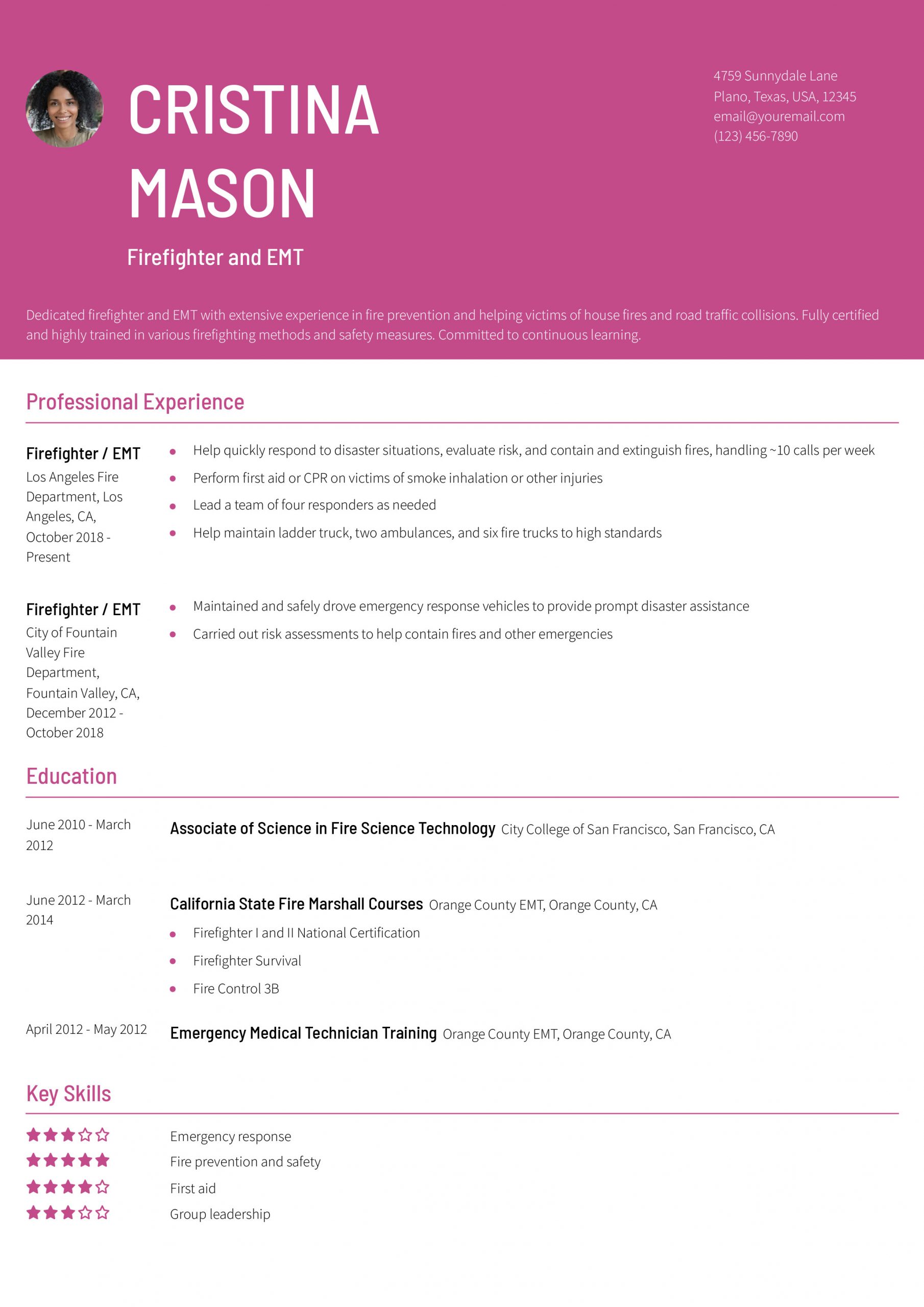 Firefighter Resume Examples and Templates for 2025