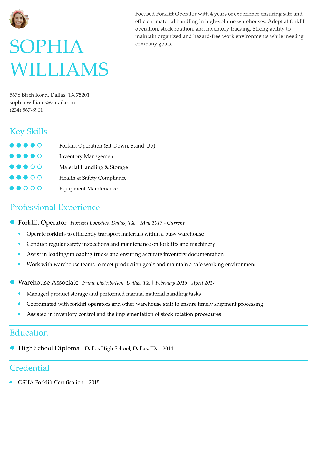Forklift Operator Resume Example 12