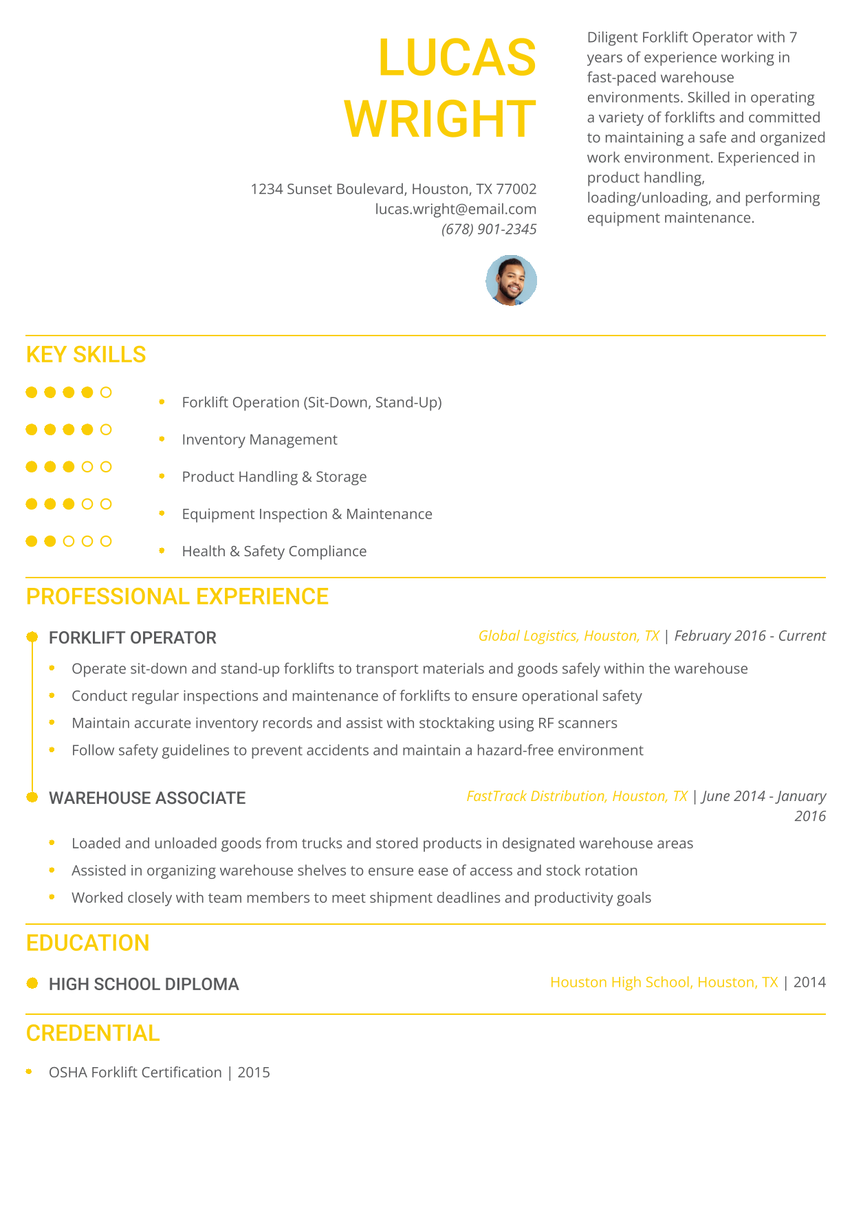 Forklift Operator Resume Example 14