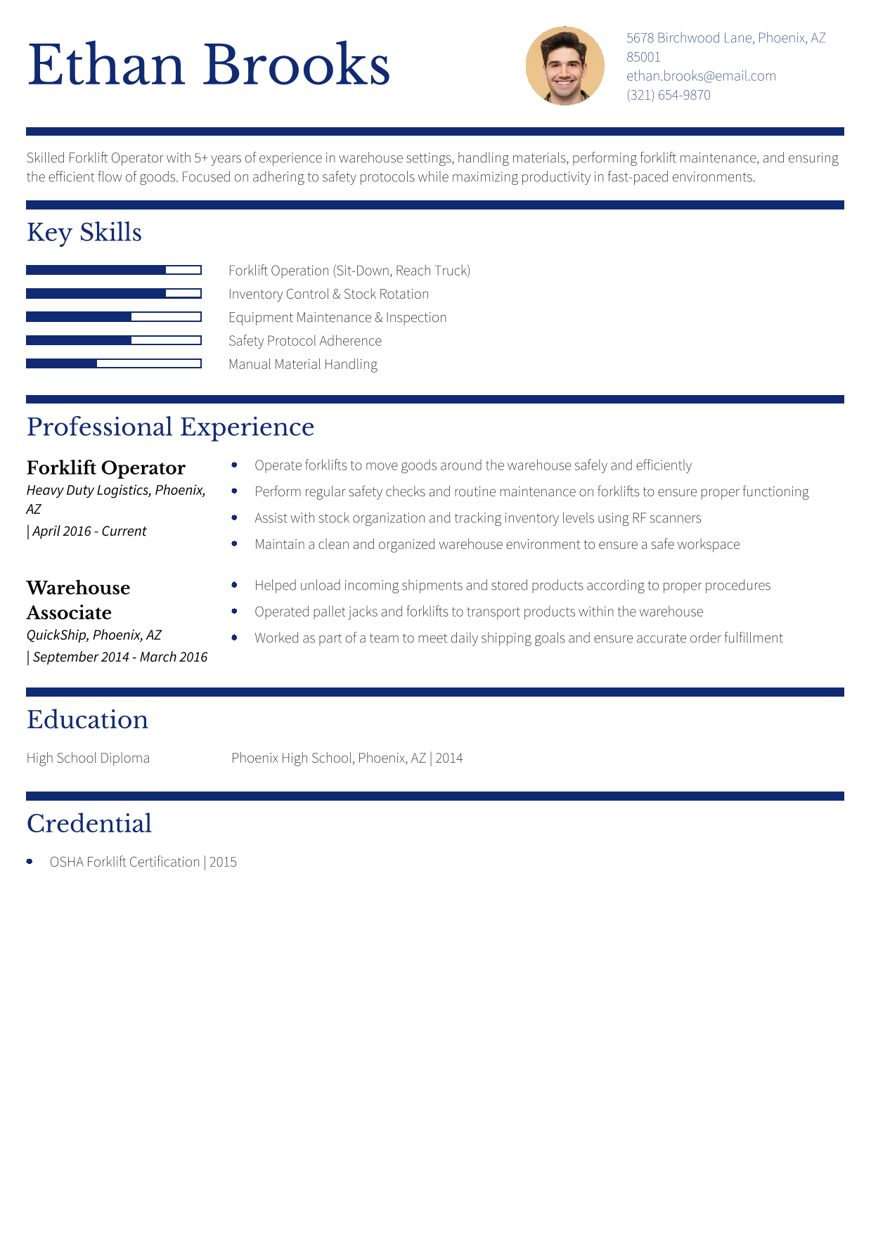 Forklift Operator Resume Example 16