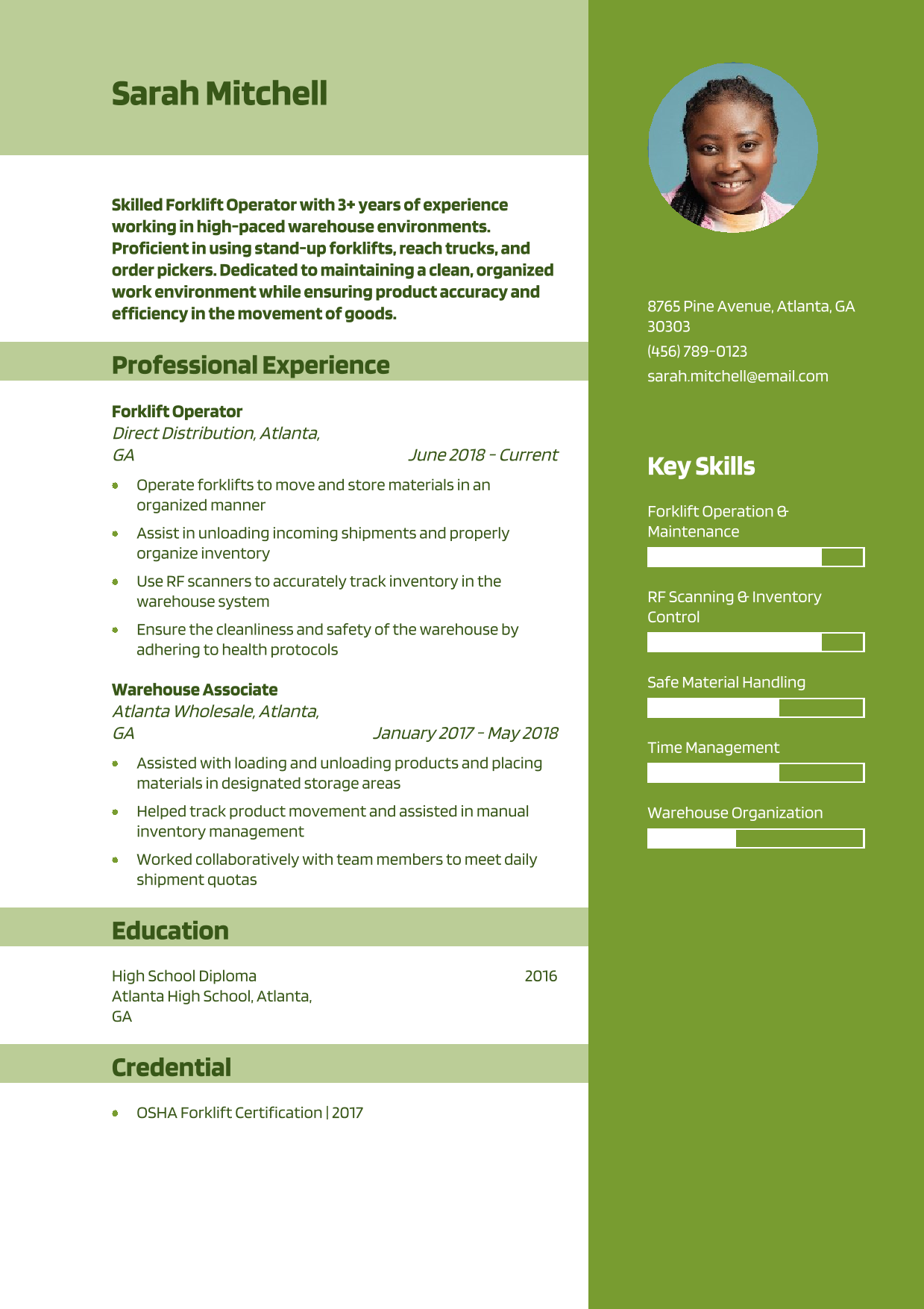 Forklift Operator Resume Example 8