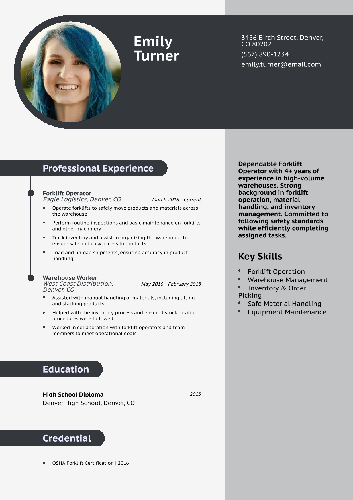 Forklift Operator Resume Example 9