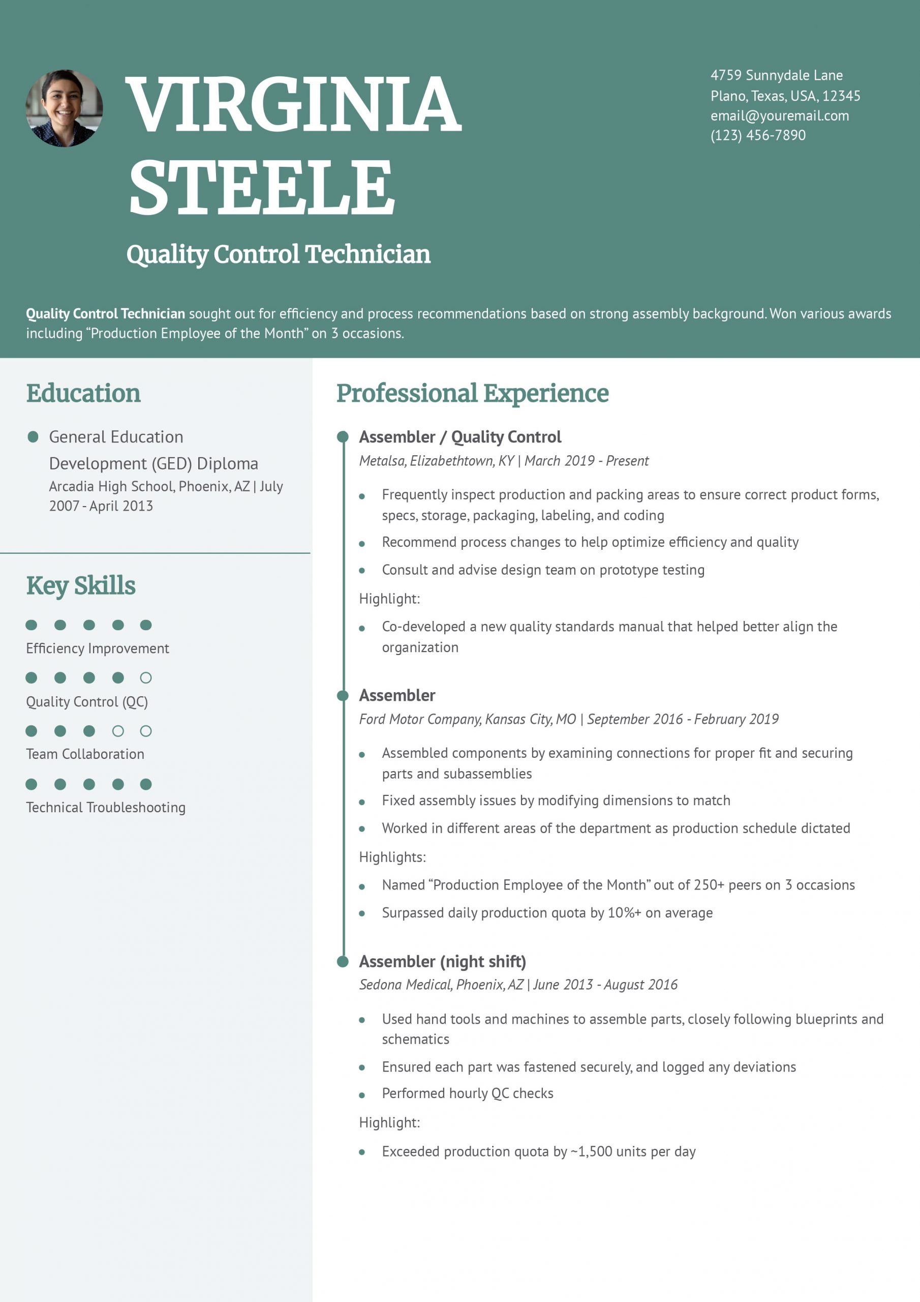 Production Resume Examples and - Production Mid Level Scaled