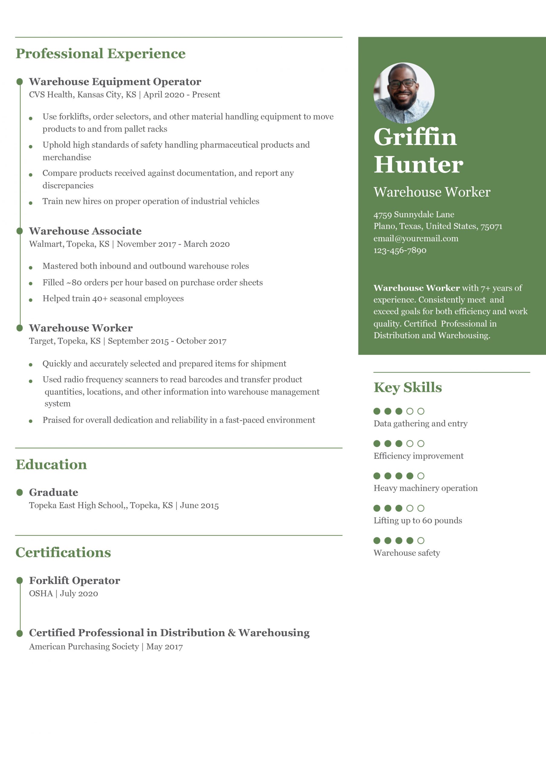 Warehouse Worker Resume Examples and Templates for 2025