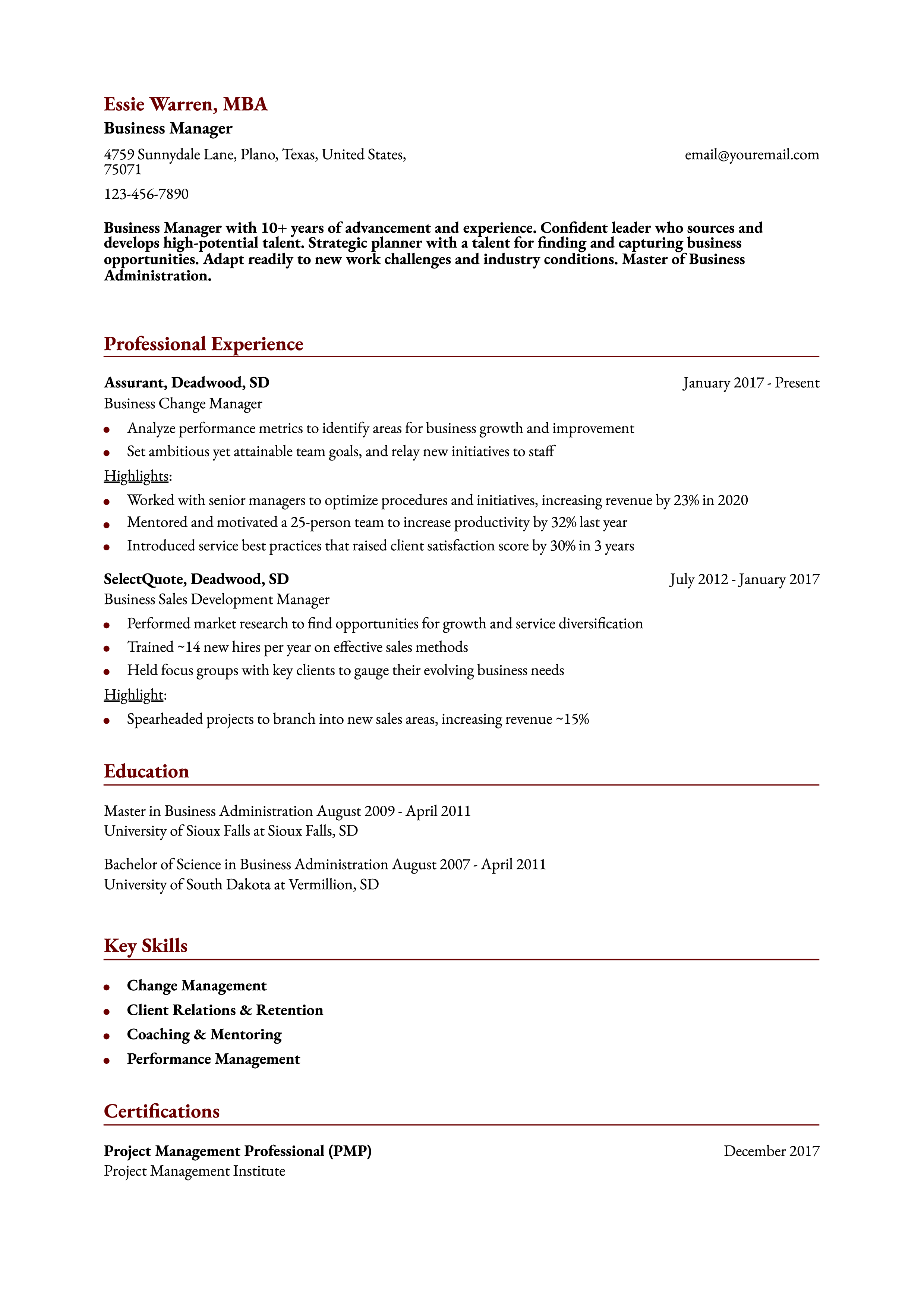 Senior-Level Resume