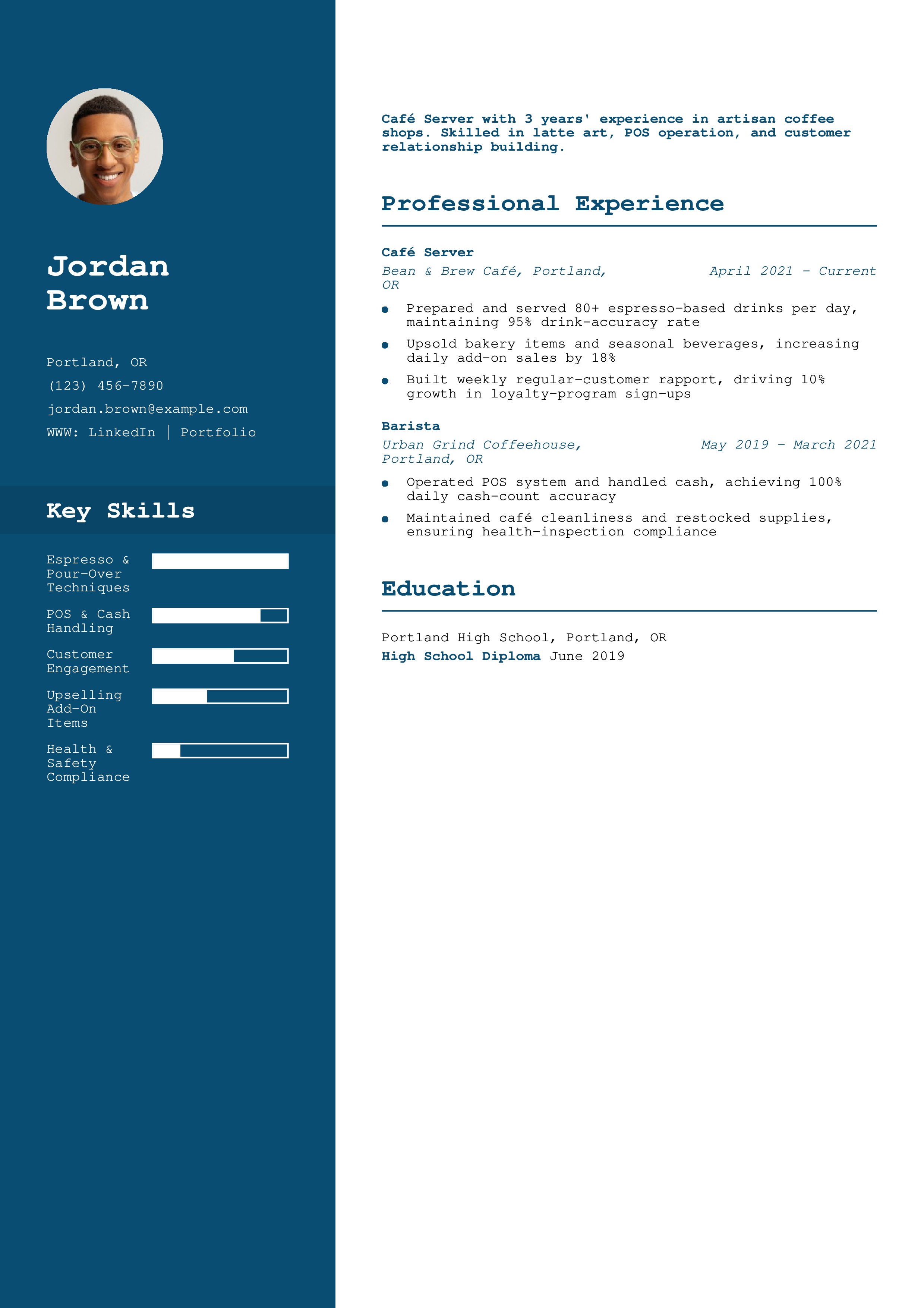 Café Server Resume