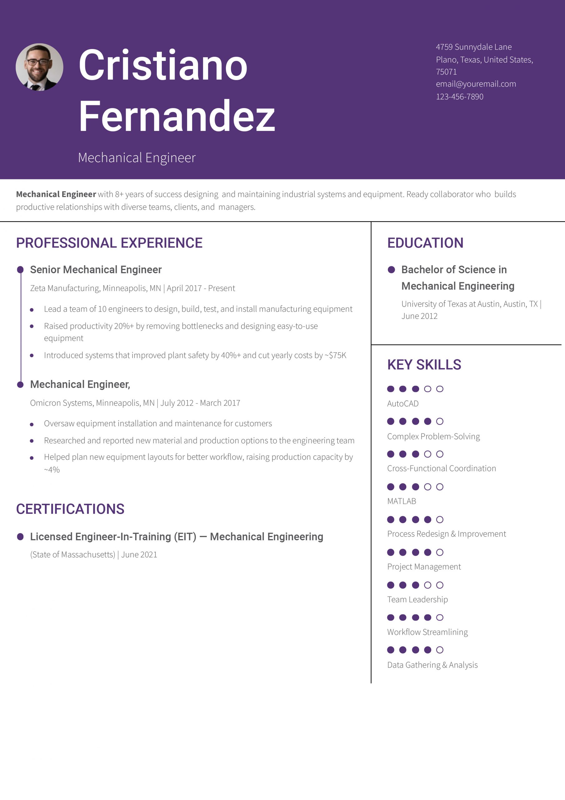Mechanical Engineer Resume Examples and Templates for 2025