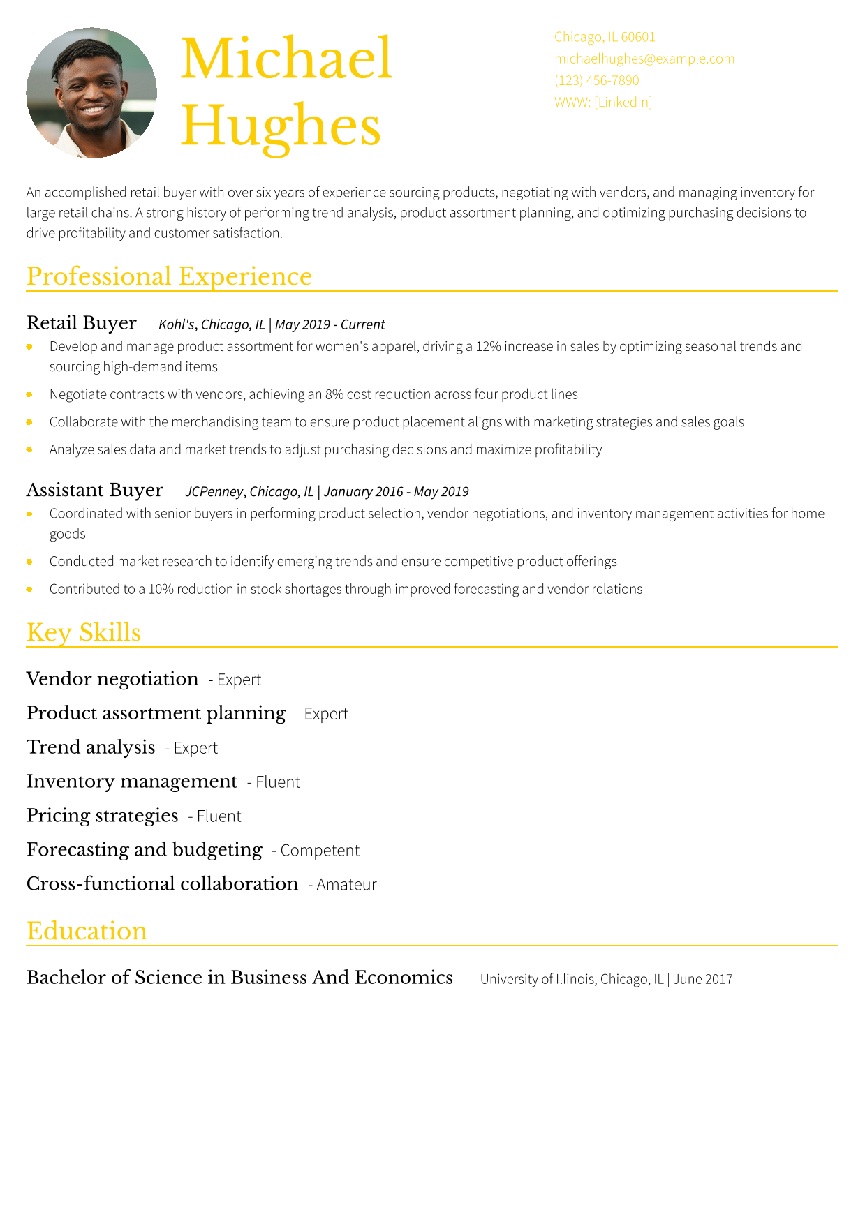 Retail Resume Examples and Templates - Retail Buyer Resume Example Banner Image