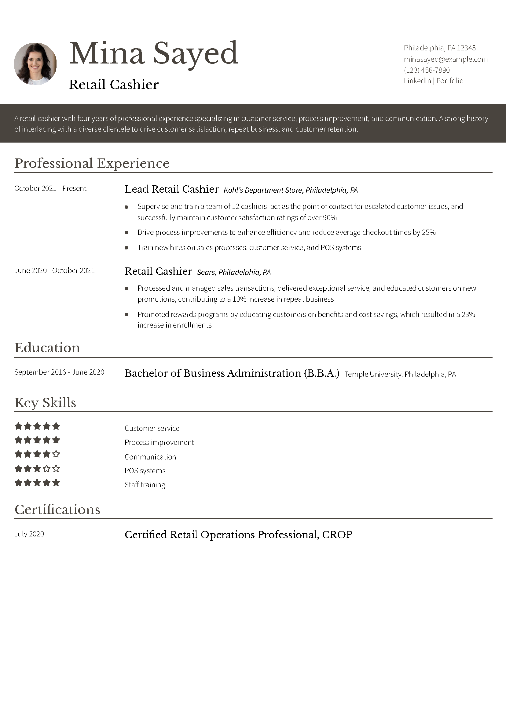 Retail Resume Examples and Templates - Retail Cashier Resume Example Banner Image