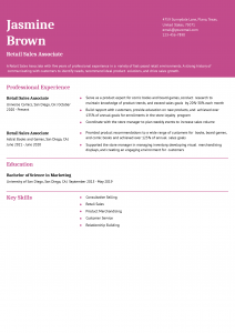 Retail Sales Associate Resume Example