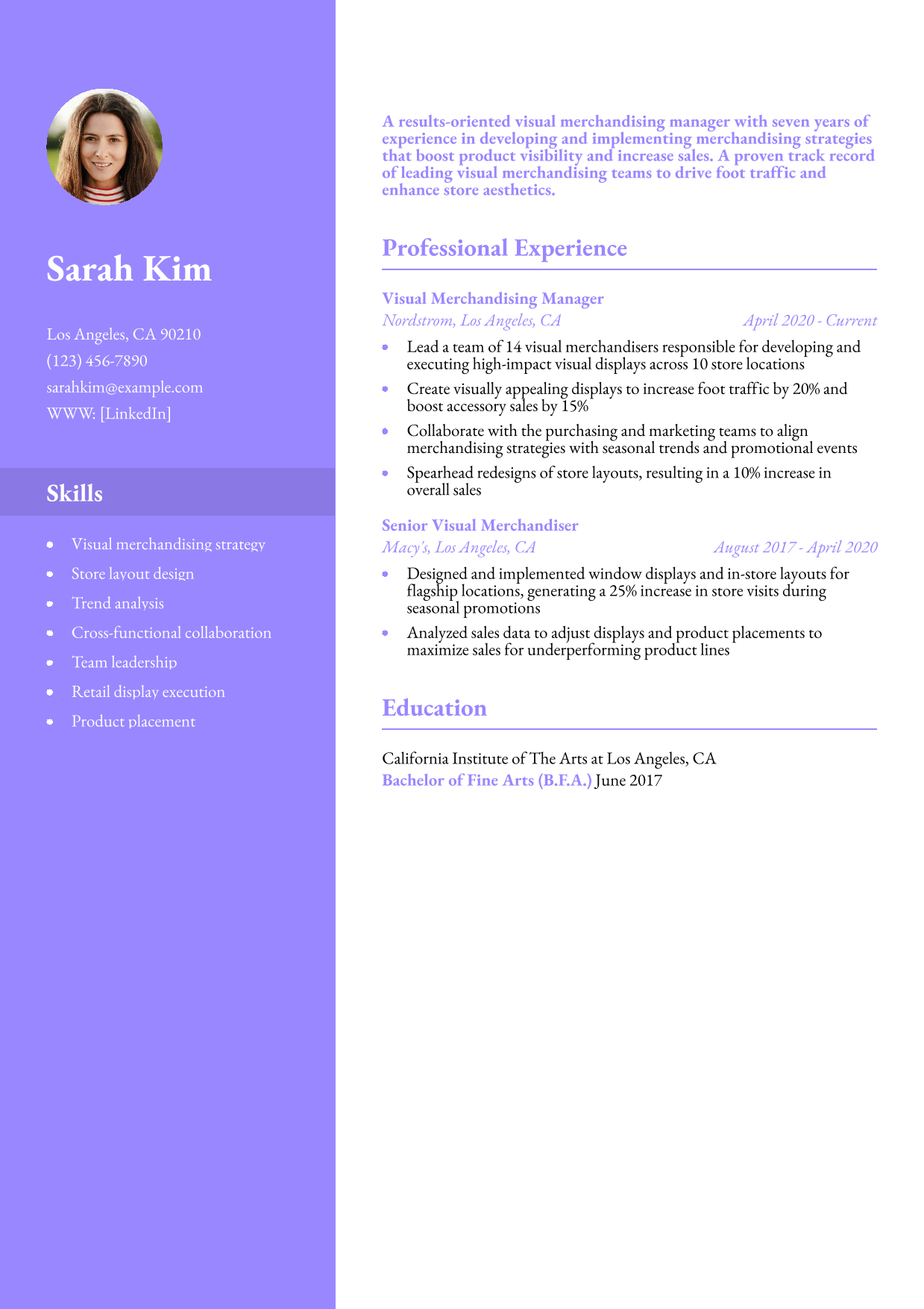 Merchandising Manager Resume Example