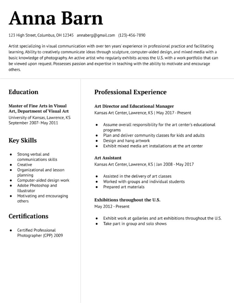 Artist Resume Examples and Templates Banner Image