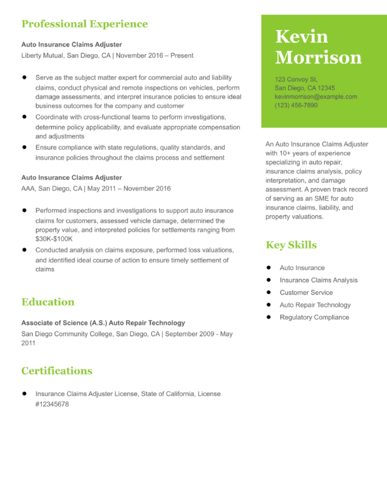 Claims Adjuster Resume Examples Claims Adjuster Resume Examples