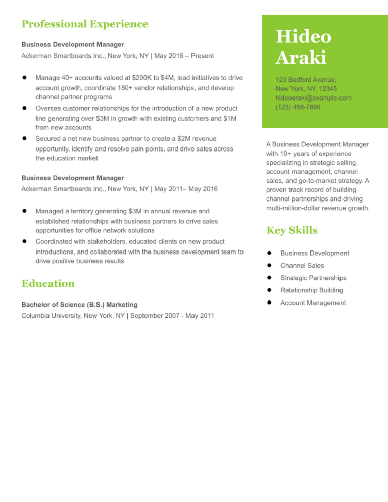 Business Development Manager Resume Examples and Templates for 2024