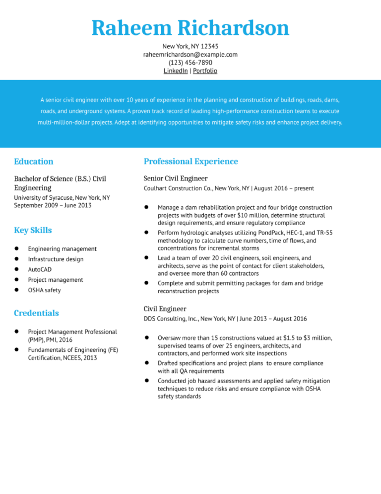 Civil Engineering Resume Examples and Templates Banner Image