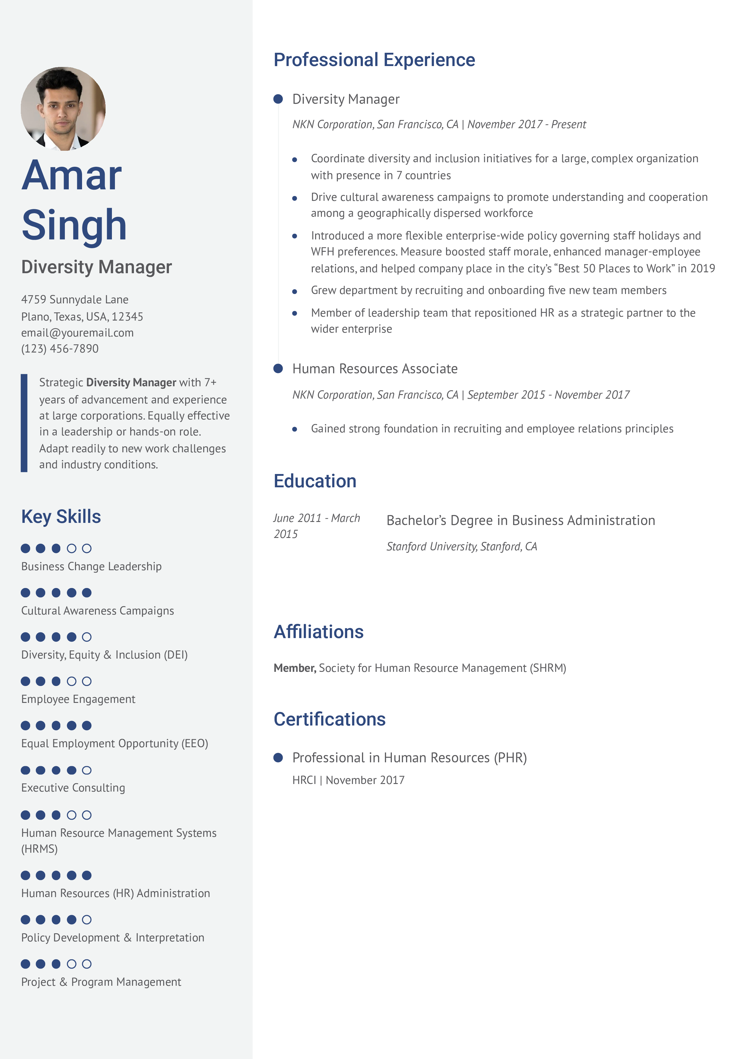 Mid-career Resume