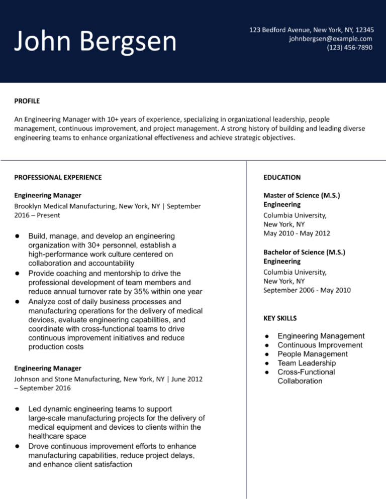 Engineering Manager Resume Examples and Templates Banner Image