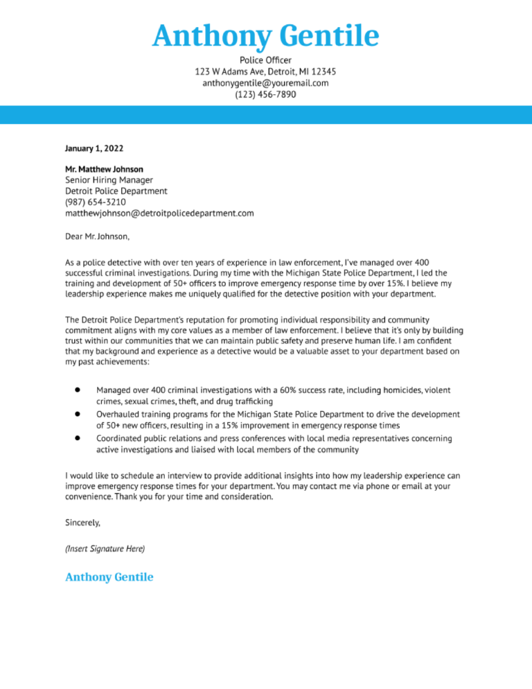 Law Enforcement Cover Letter Examples and Templates for 2024