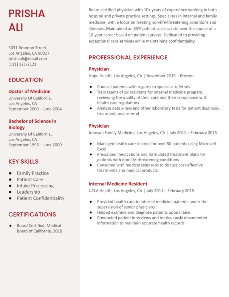 Medical Doctor Resume Examples - Medical Doctor Resume Examples And Templates Banner Image 768x994 