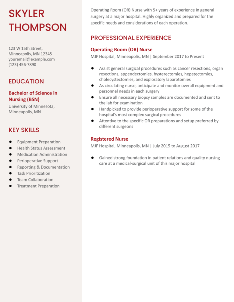 Operating Room Nurse Resume Examples - Operating Room Nurse Resume Examples And Templates Banner Image 768x994