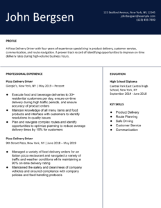 Pizza Delivery Driver Resume Examples and Templates Banner Image