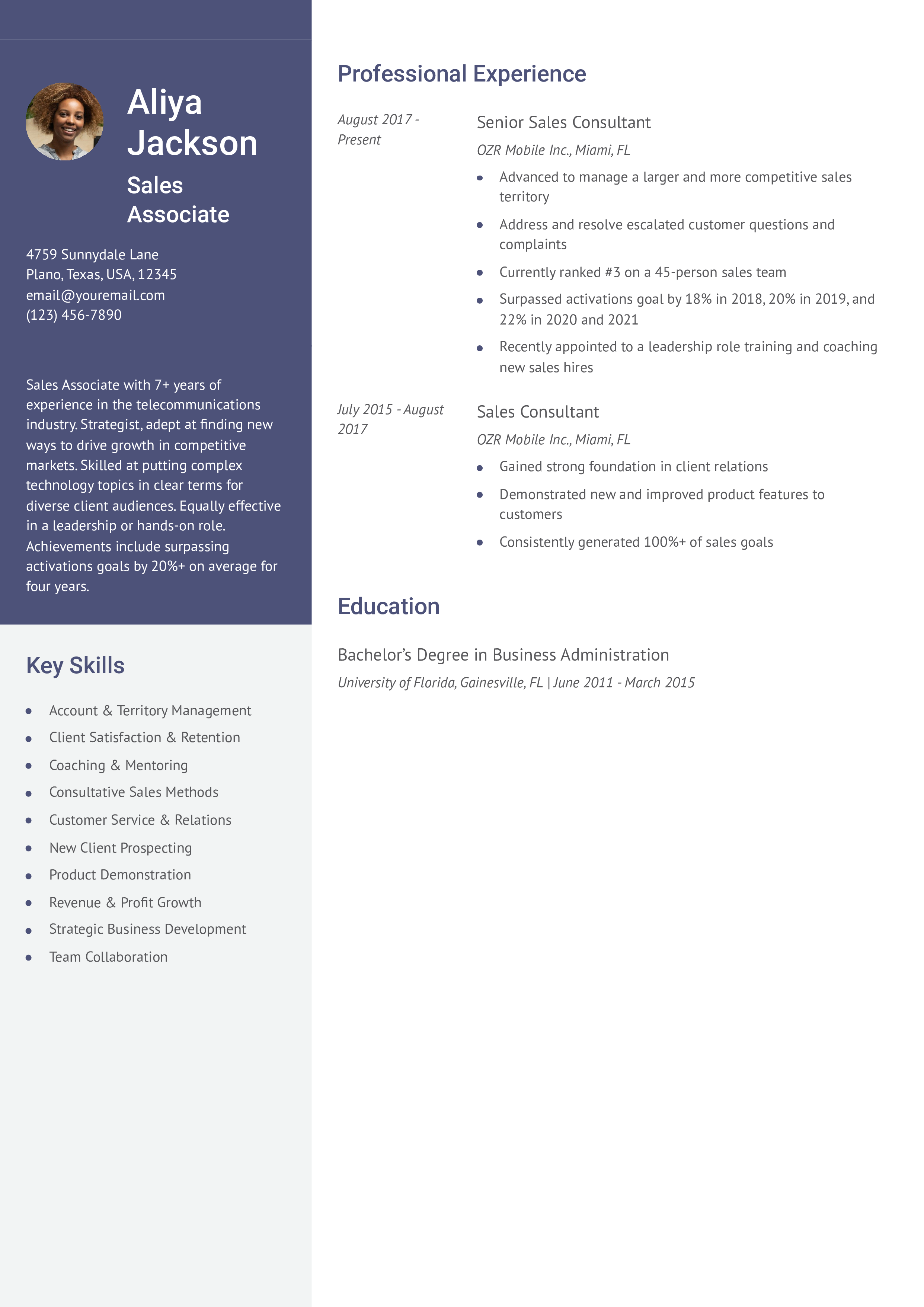 Mid-career Resume