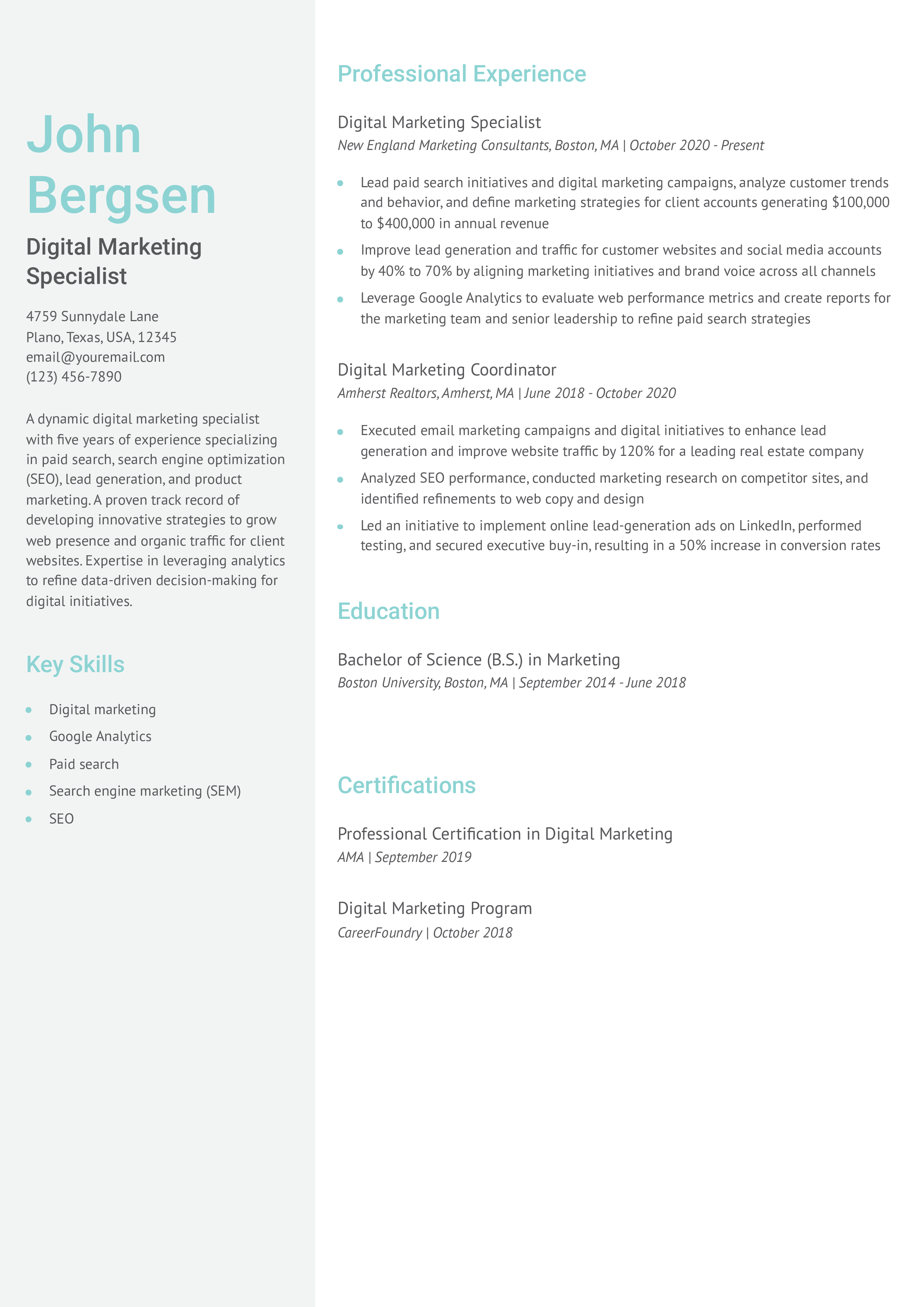 Mid-career Resume