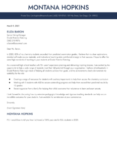 Tutor Cover Letter Example