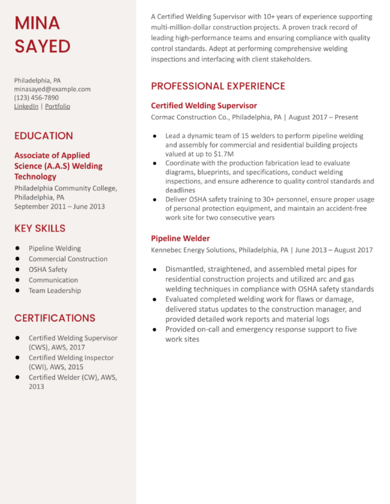 Welder Resume Examples and Templates - Welder Resume Examples And Templates Banner Image 768x994