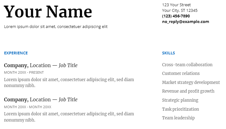 key skills and proficiencies example 1