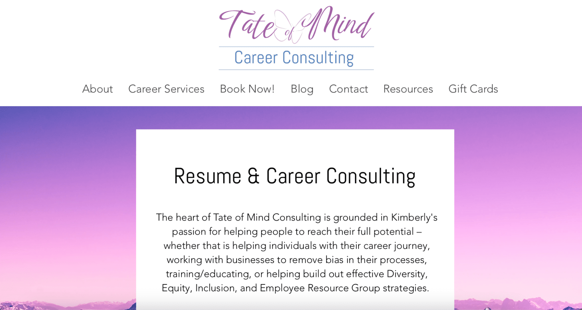 Tate of Mind Consulting Homepage