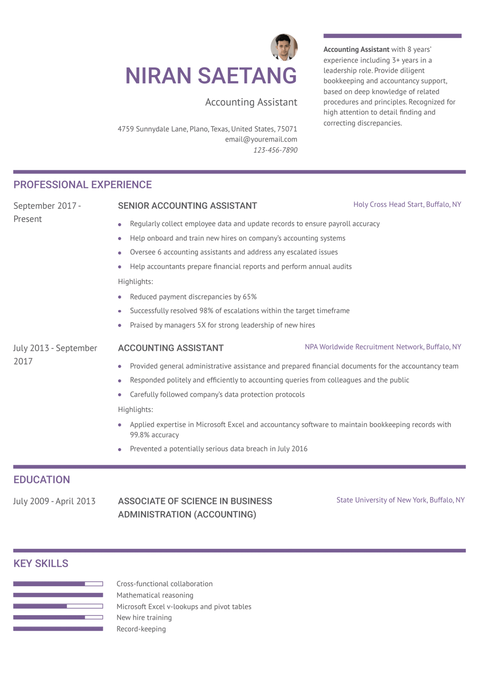 Accounting Assistant Resume Example