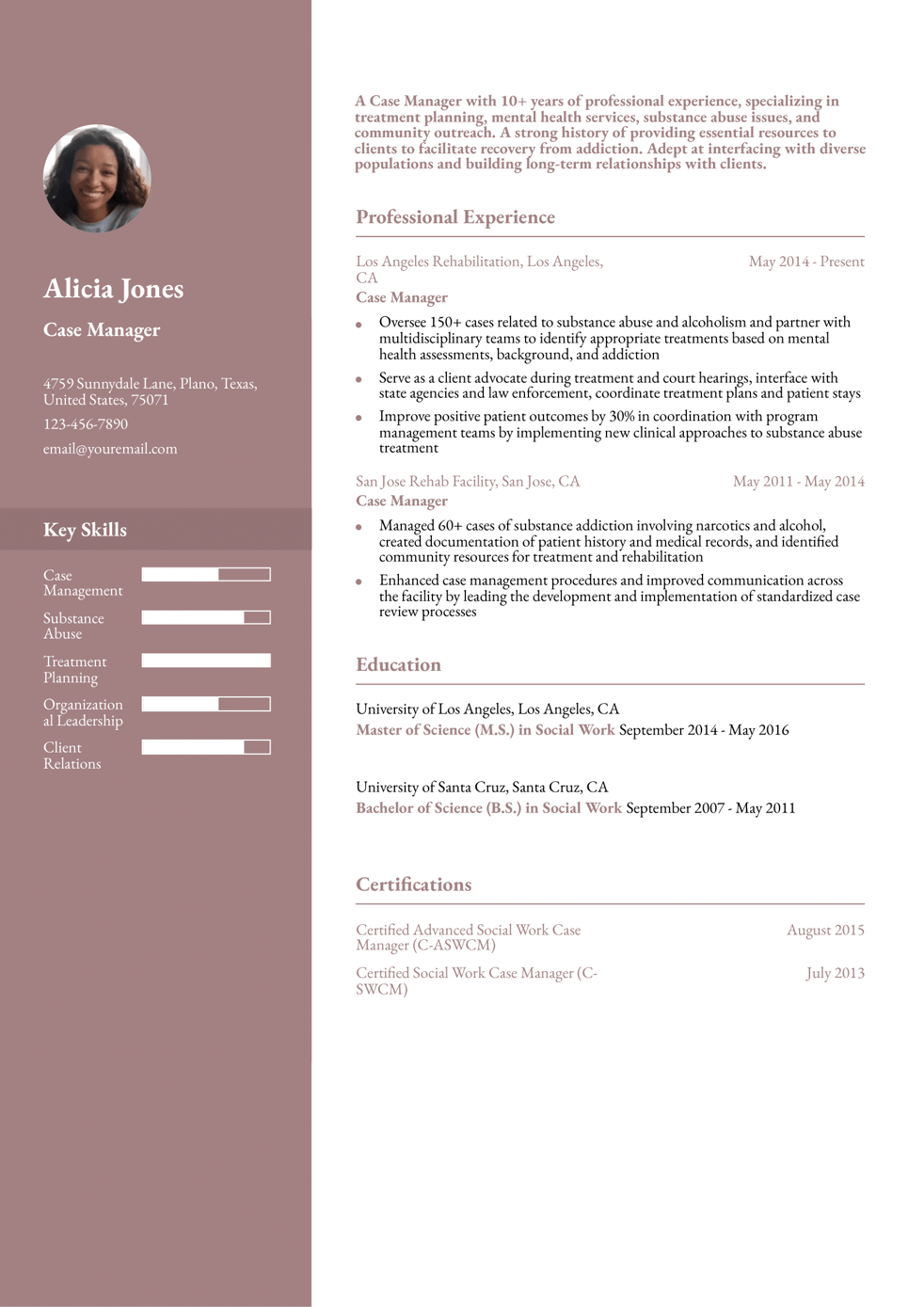 Senior Case Manager Resume Example
