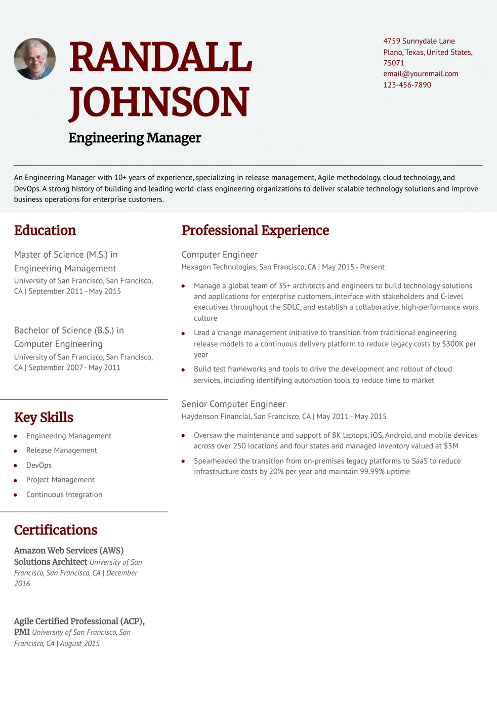Senior-Level Computer Engineer Resume Example
