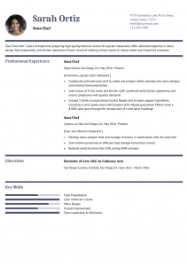 Culinary Resume Examples Mid-Career