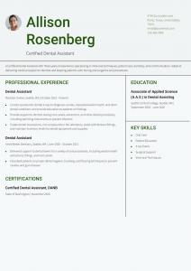 Dental Assistant Resume Examples Entry Level