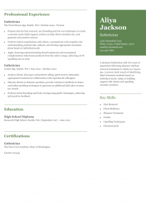Esthetician Resume Examples Entry Level