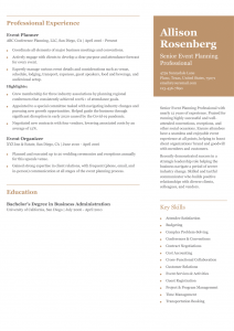 Event Planner and Coordinator Resume Examples Senior-Level