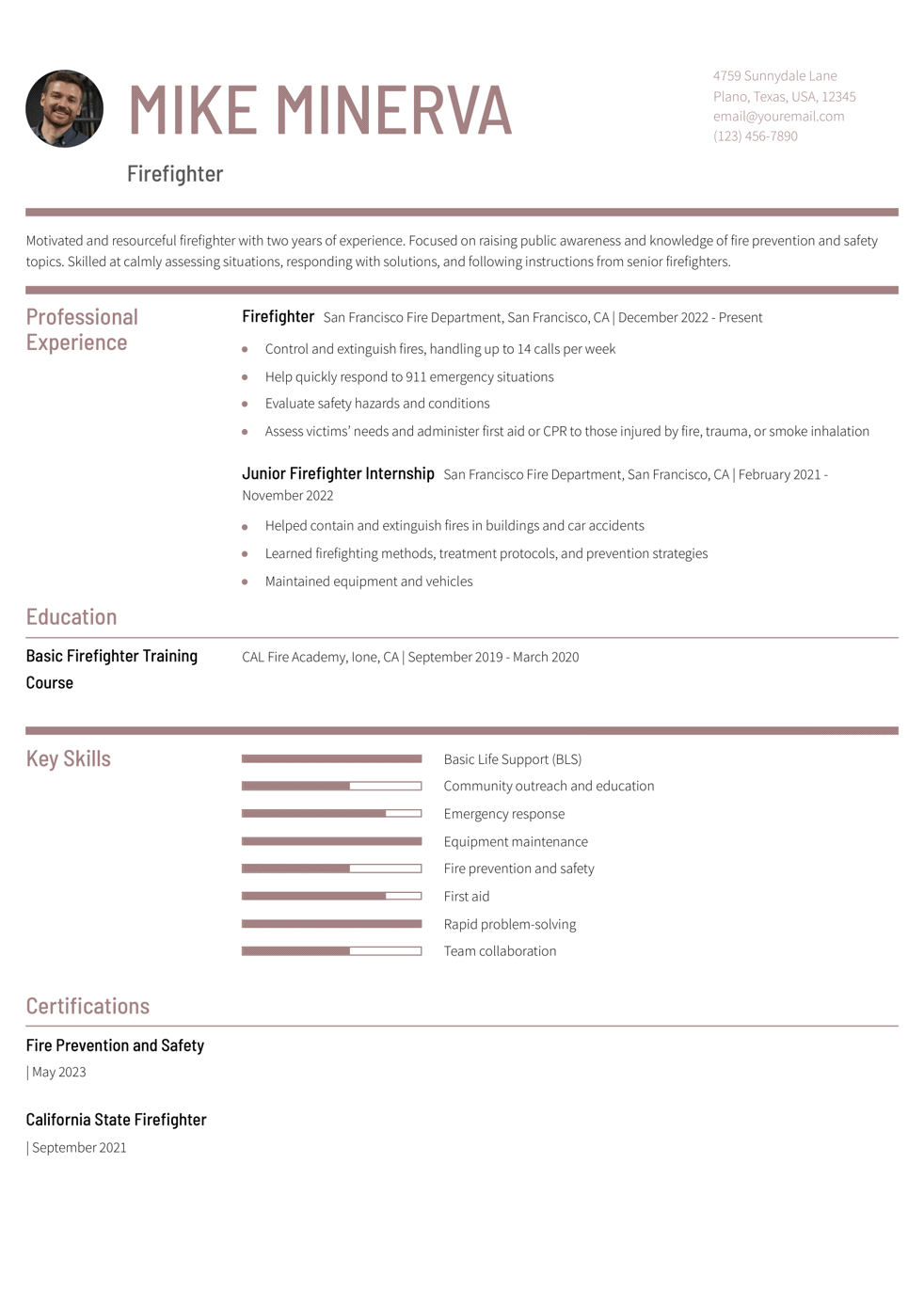 Firefighter Resume Examples and - Firefighter Resume Examples Entry Level