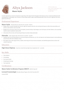 Hairstylist Resume Examples Senior-Level