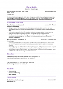 Housekeeping Resume Examples Mid-Career