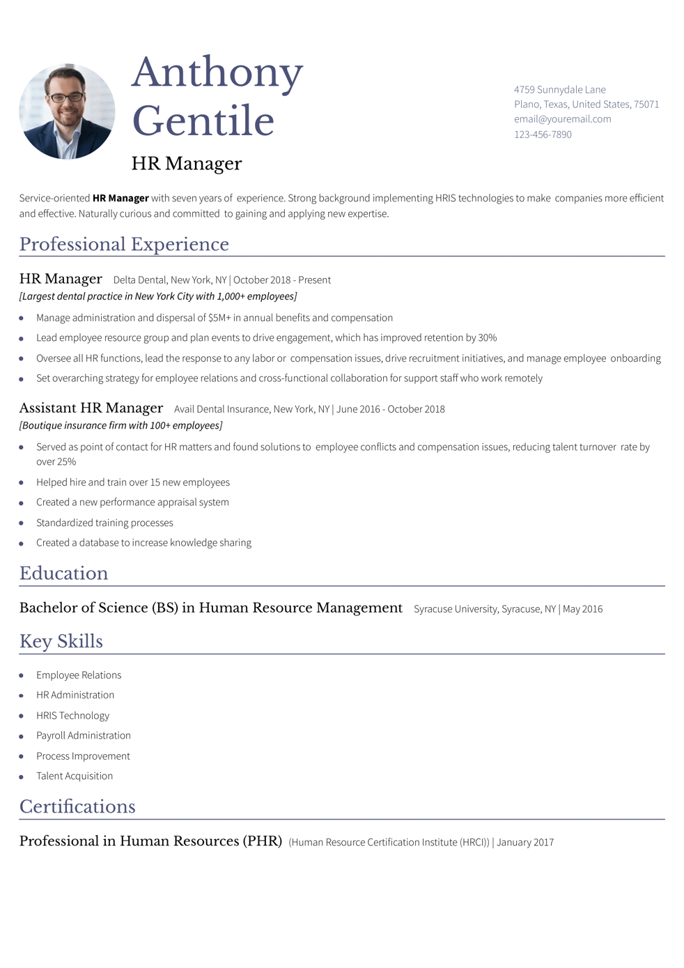 HR Manager Resume