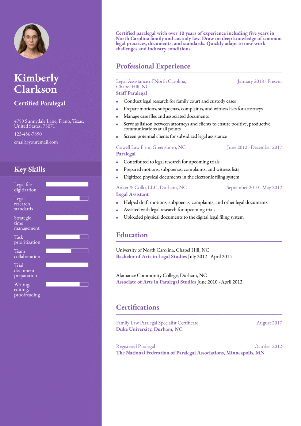 Law and Legal Resume Example