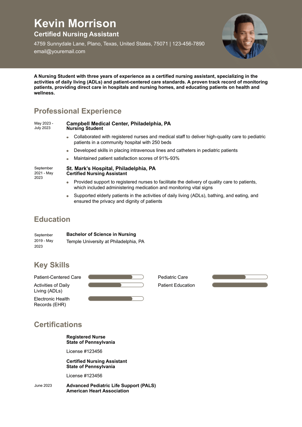 Nursing Student Resume Example