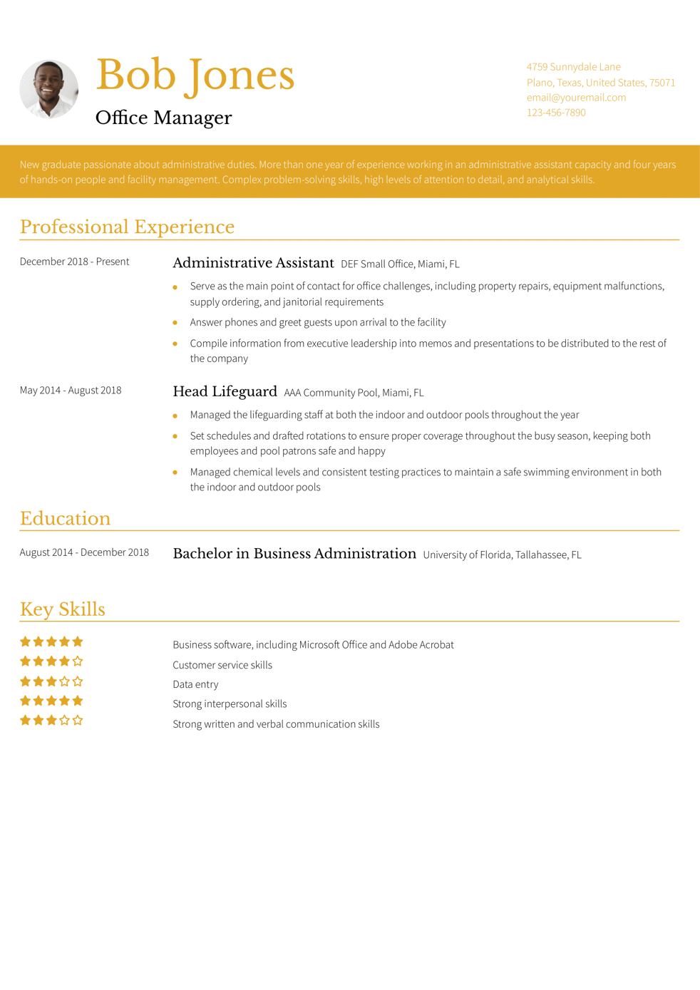 Office Manager Resume Example