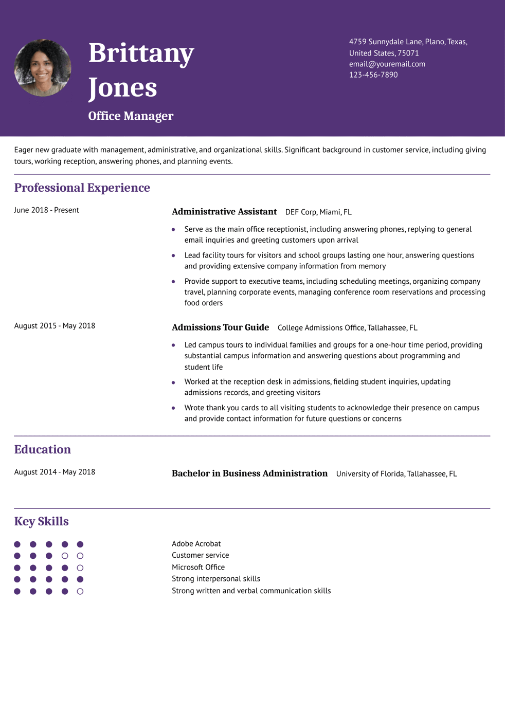 Office Operations Specialist Resume Example