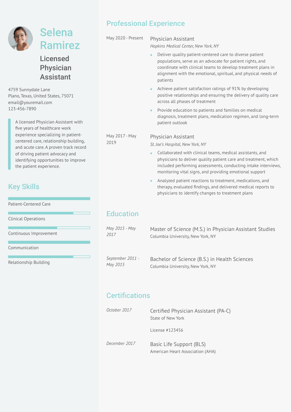 Physician Assistant Resume Examples - Physician Assistant Resume Examples Mid Career 