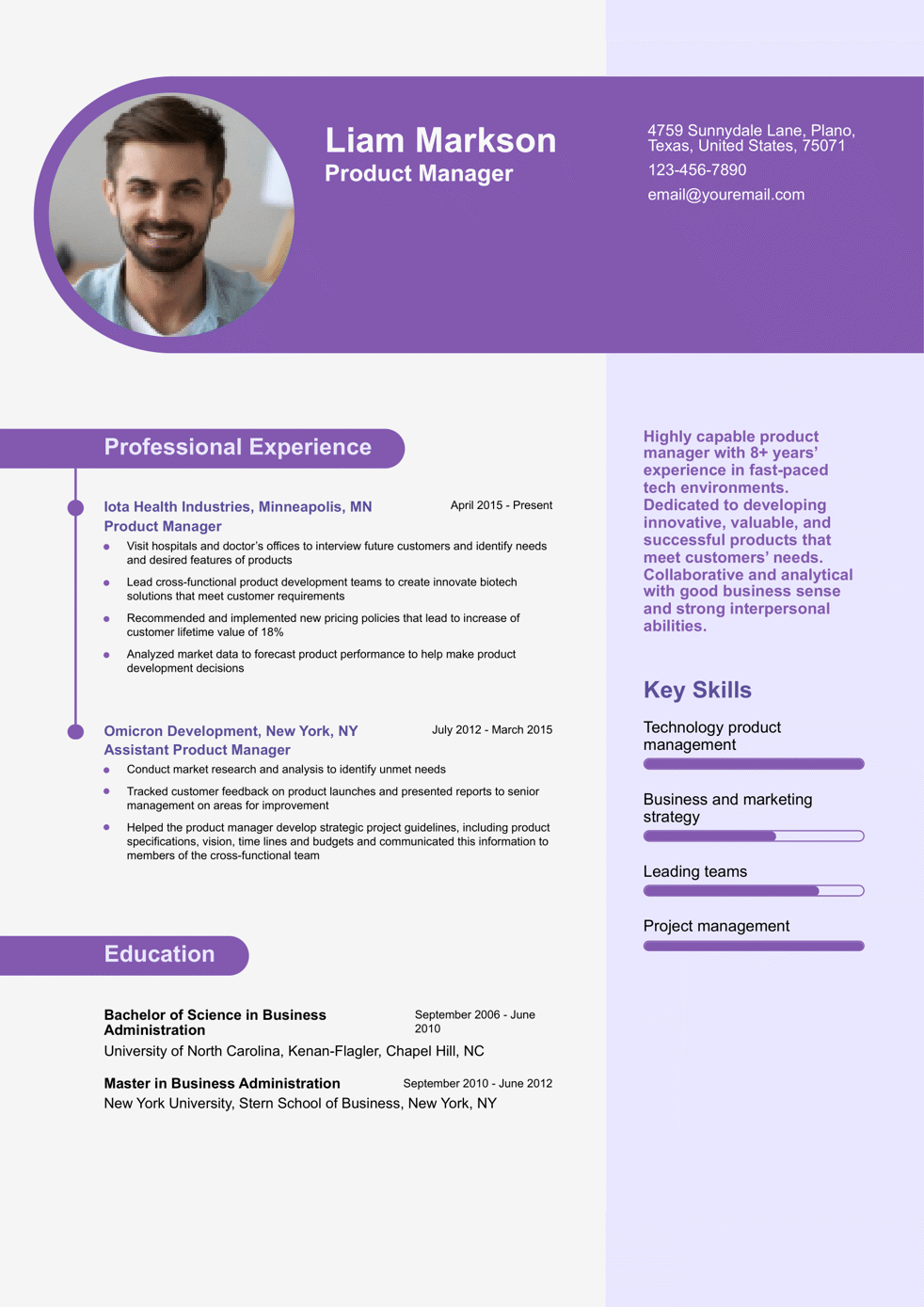 Product Manager Resume Example